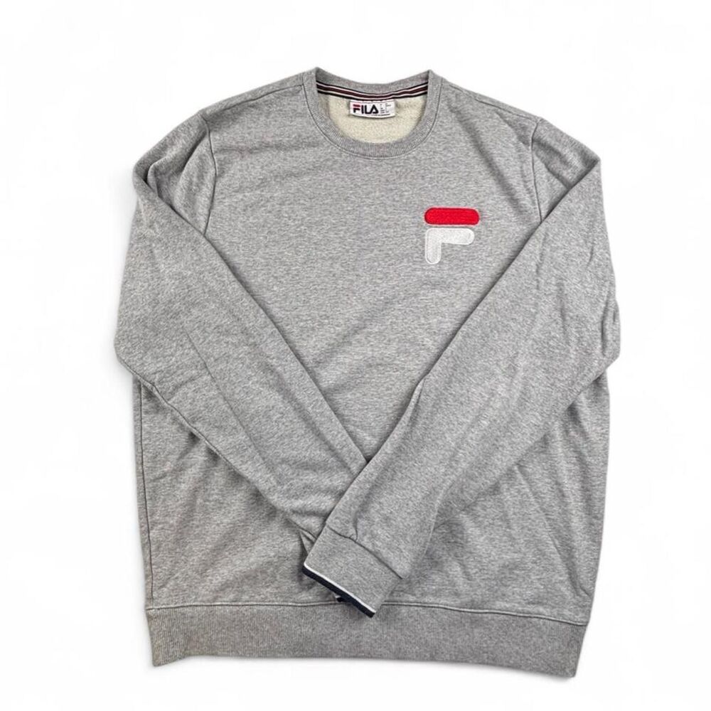 Fila Sweatshirt Men’s L Gray Crewneck Logo Athletic Pullover